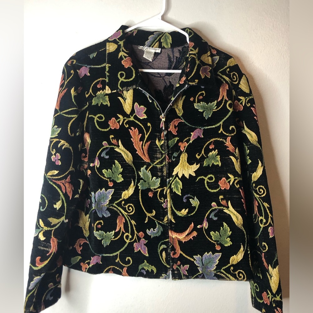 Dress Barn Tapestry Victorian Vintage Floral Full Zip Dinner Coat